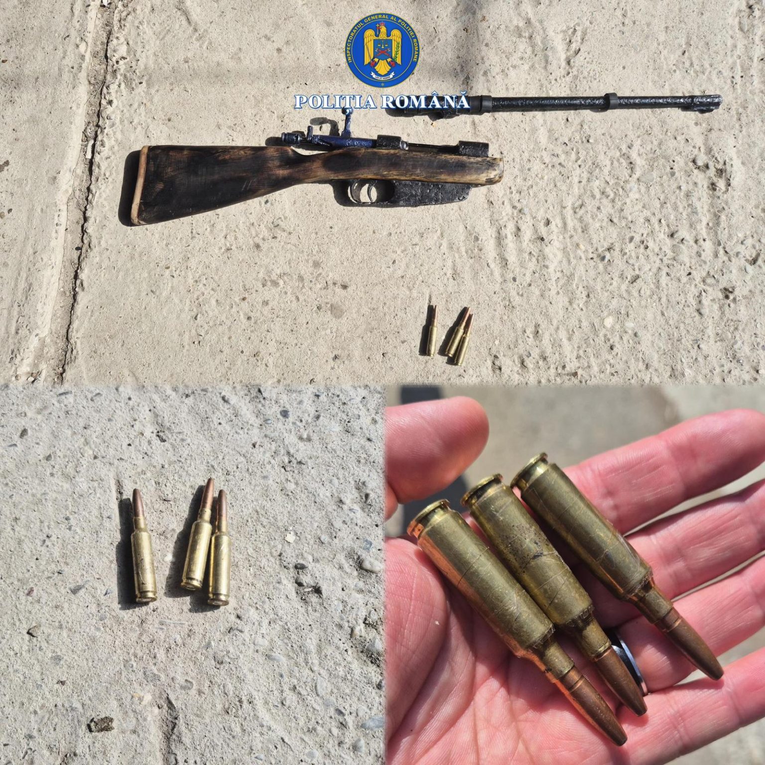 Foto/Video.Armă artizanală și muniție descoperite de polițiști la domiciliul unui bărbat din Dărmănești. Suspectul a fost reținut