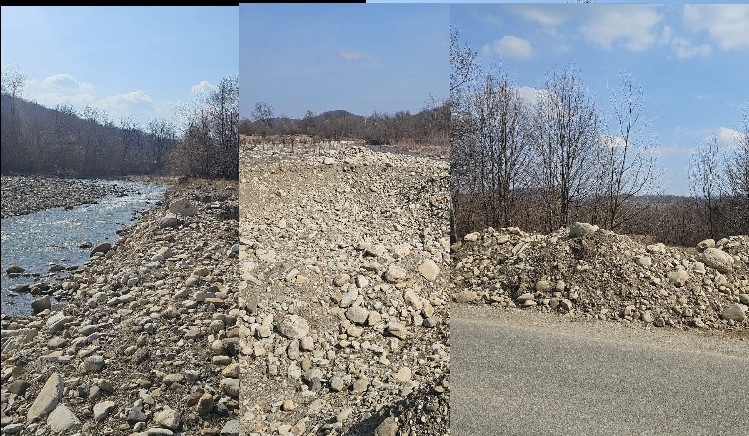 Extrageri masive și ilegale de agregate minerale în albia minoră a râului Cașin