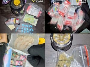 Percheziții DIICOT în Bacău: peste un kilogram de droguri de mare risc aduse din Marea Britanie într-un colet expediat de o altă persoană 1 drog2