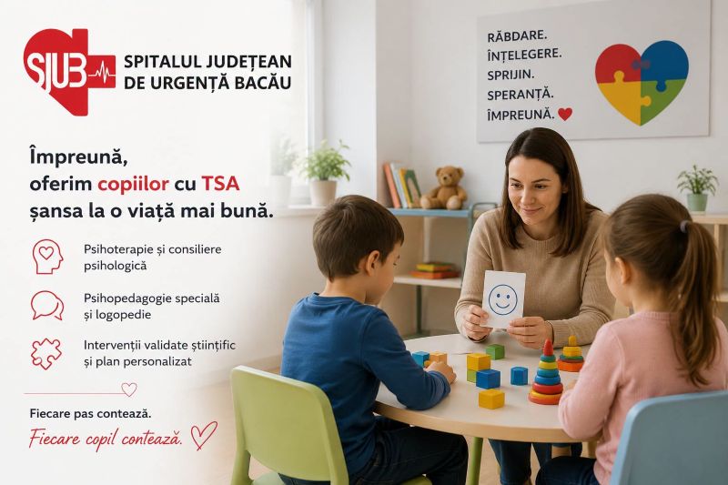 Terapii gratuite pentru copiii cu autism la Spitalul Județean de Urgență Bacău, prin CAS