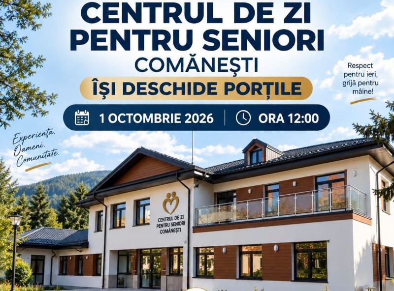 Servicii medicale și sprijin la domiciliu pentru bunicii din Comănești: Înscrierile încep din 21 septembrie Clădire modernă a centrului de zi pentru seniori din Comănești.