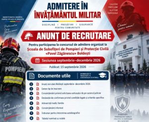 Anunț recrutare pompieri pentru Școala Boldești 2026.