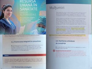 Imagine cu personal medical și materiale de informare în spital.