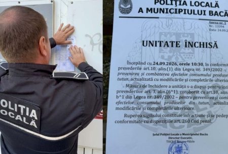 Magazin din Bacău închis după ce a vândut țigări minorilor, pentru a doua oară Poliție locală închide un magazin din Bacău pentru încălcări legale.