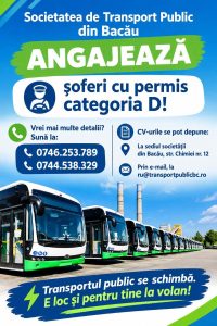 Oportunitate de angajare în Bacău: Societatea de Transport Public caută șoferi pentru noua flotă de autobuze electrice