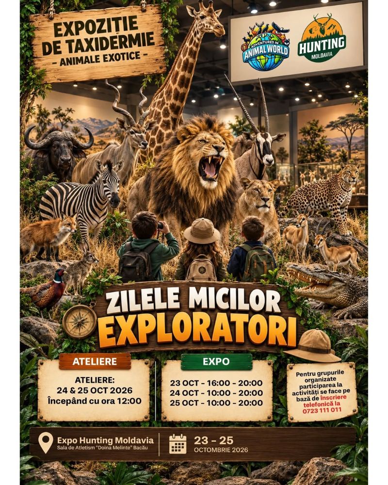 Expoziție de taxidermie și animale exotice la Hunting Moldavia 2026.