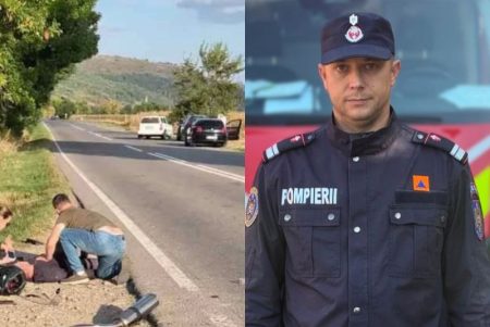 Pompier din Bacău în timpul liber salvează un motociclist rănit grav pe DN 12 A.