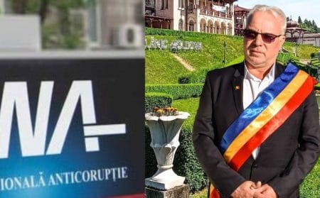 Primarul din Slănic Moldova, Benone Moraru, a fost reținut de DNA după un flagrant de luare de mită Călăreț cu șal dublu colorat, imagine de presă despre anchetă DNA.