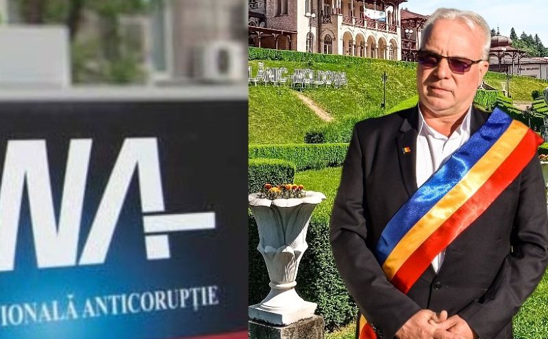 Primarul din Slănic Moldova, Benone Moraru, a fost reținut de DNA după un flagrant de luare de mită Călăreț cu șal dublu colorat, imagine de presă despre anchetă DNA.